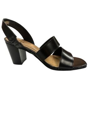 J Jill Black Sadie Double Banded Stacked Heel Sandals Size 6